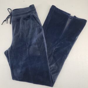 Andrew Marc‎ Sport Small | Navy Blue Velour Velvet Drawstring Flare Leg Pants